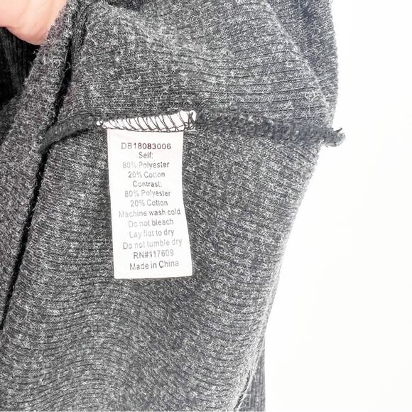 DOWNEAST Love Lace Accent Ribbed Long Sleeve Top XL Grey - Picture 4 of 5